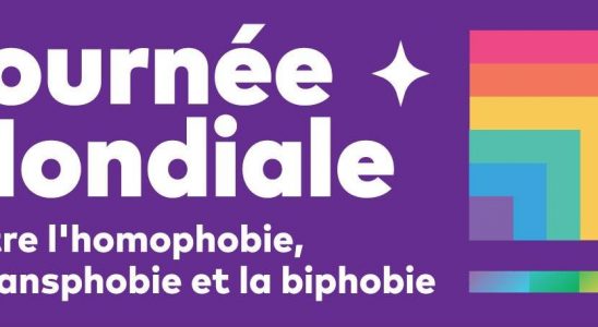 Affiche avec écrit "Journée mondiale conitre l'homophobie la transphobie et la biphobie"