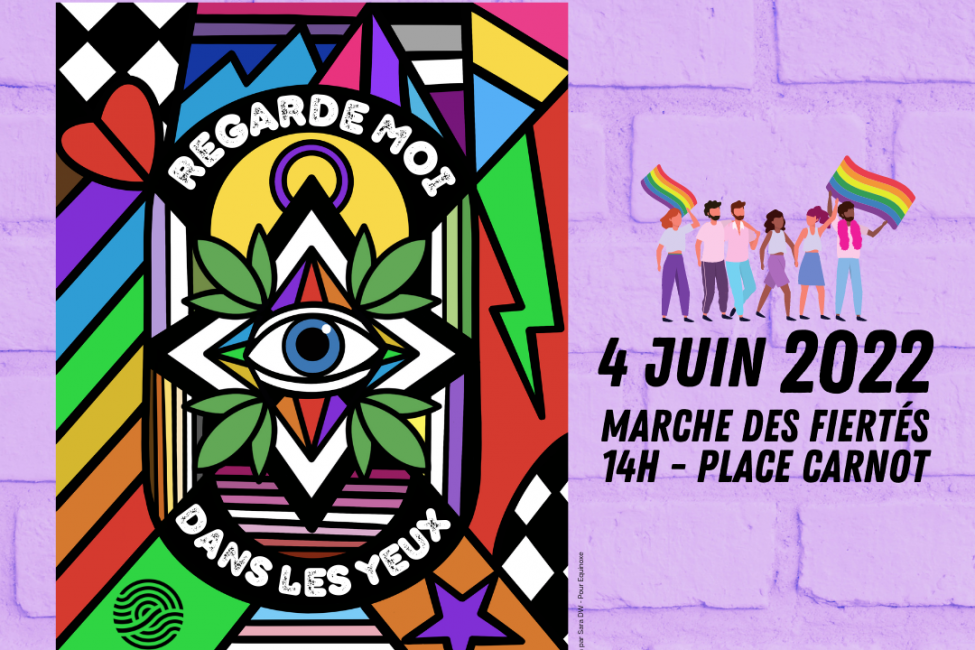 insta Affiche de la marche des fiertés de Nancy, il y est indiqué "4 juin 2022, marche des fiertés, 14h - Place Carnot"