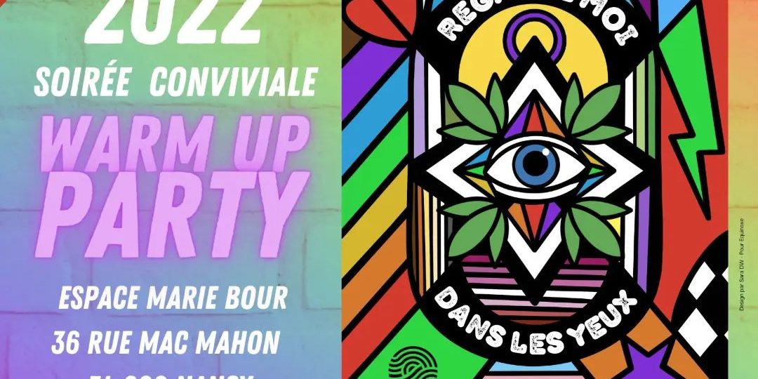 warmup visu Le visuel indique que la soirée warm up aura lieue le vendredi 3 juin, à la salle Marie Bour, à partir de 18h jusqu'à 22h