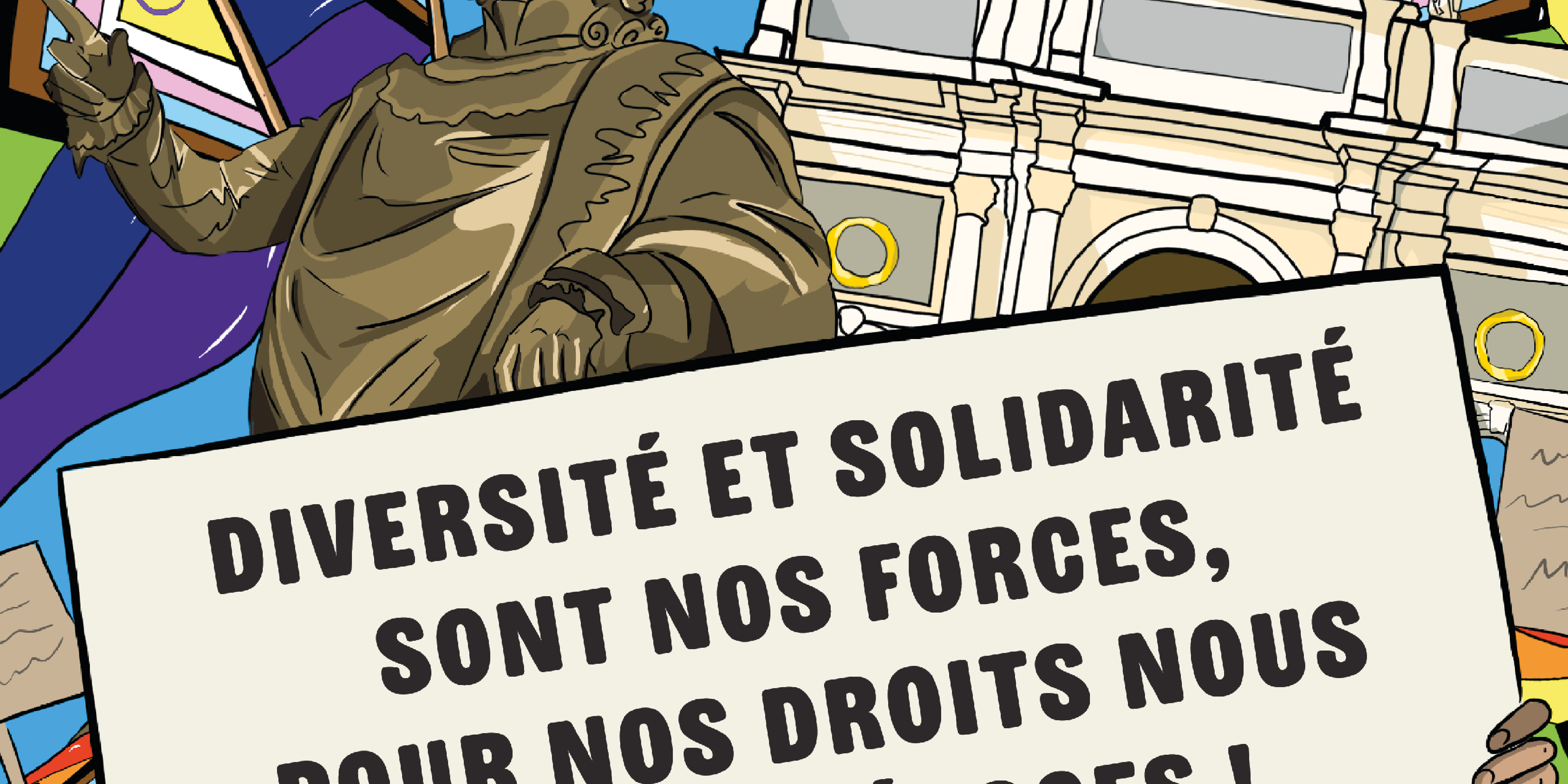 Affiche pour la Pride 2026 Affiche qui annonce que la marche des fiertés aura lieu le 6 juin à partir de 14h Place de la Carrière à Nancy.